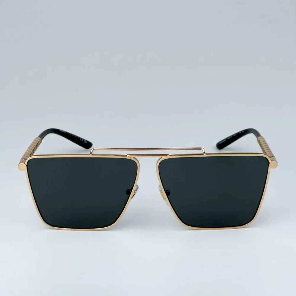 Versace VE2266 100287 BRAND NEW Sunglasses Gold Dark Grey Pilot Unisex